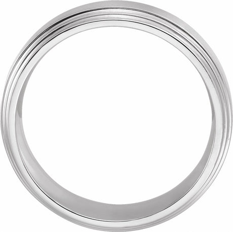 14K White 7 mm Double Stepped Edge Comfort-Fit Band Size 14.5