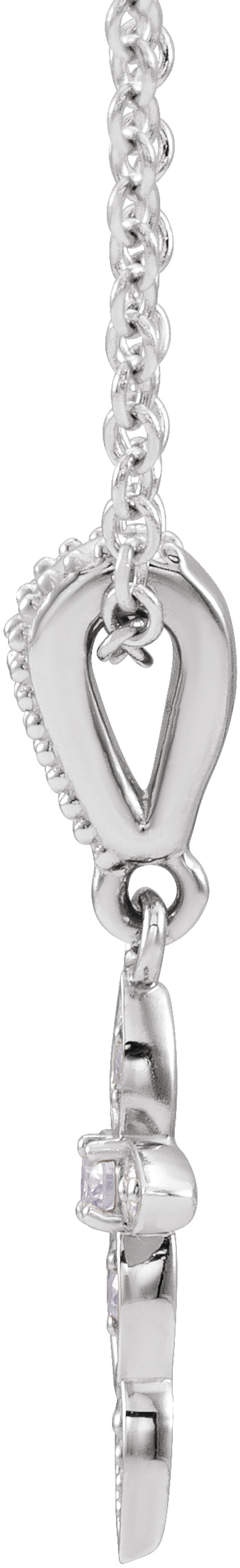 14K White Gold .03 CTW Natural Diamond Petite Vintage-Inspired 16-18" Cross Necklace