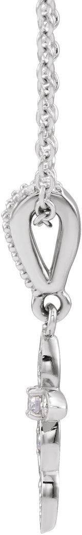 14K White Gold .03 CTW Natural Diamond Petite Vintage-Inspired 16-18" Cross Necklace