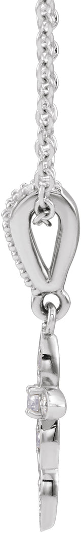 14K White Gold .03 CTW Natural Diamond Petite Vintage-Inspired 16-18" Cross Necklace