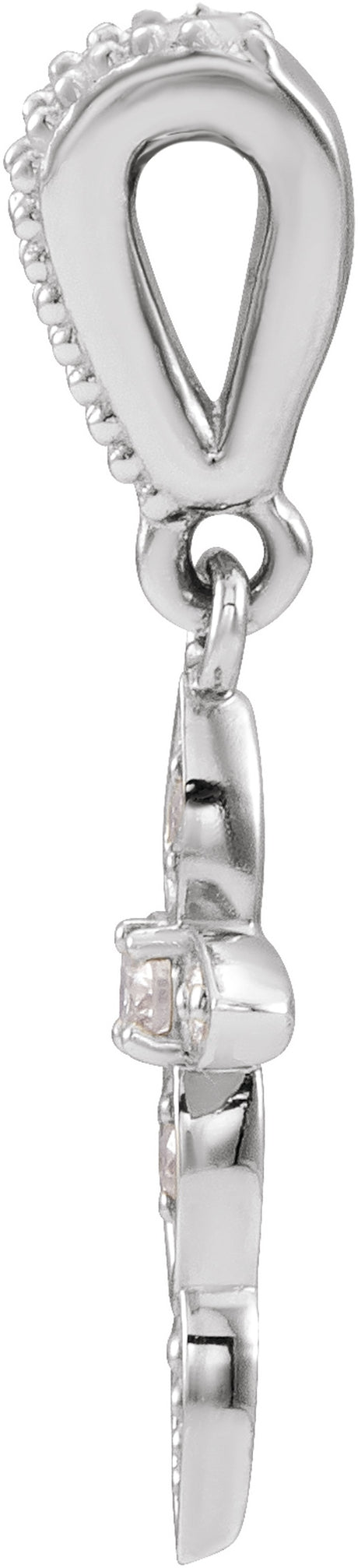 14K White .03 CTW Natural Diamond Petite Vintage-Inspired Cross Pendant