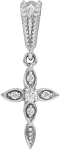 14K White .03 CTW Natural Diamond Petite Vintage-Inspired Cross Pendant