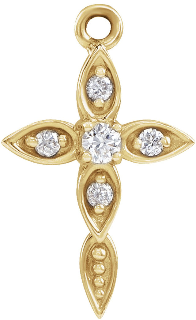 14K Yellow .03 CTW Natural Diamond Cross Dangle