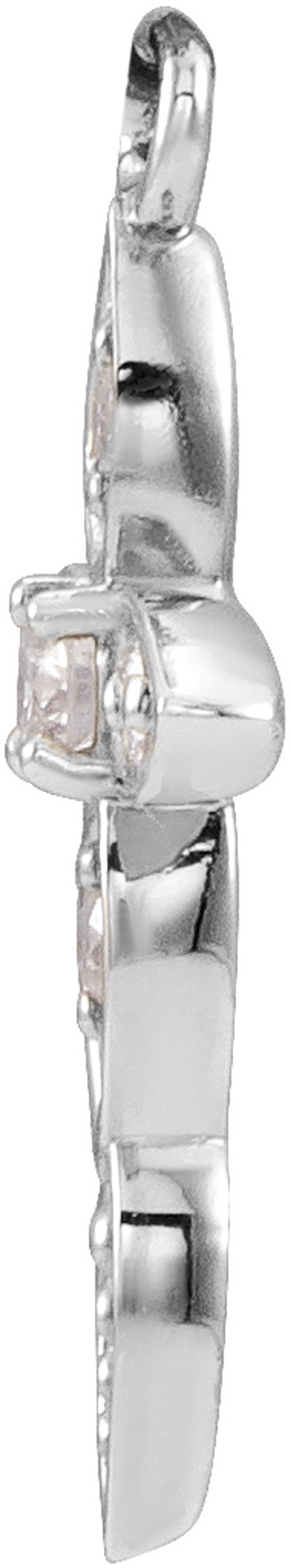 14K White .03 CTW Natural Diamond Cross Dangle