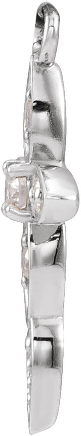 14K White .03 CTW Natural Diamond Cross Dangle