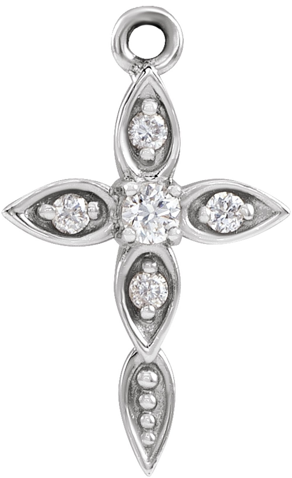 14K White .03 CTW Natural Diamond Cross Dangle