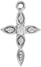 14K White .03 CTW Natural Diamond Cross Dangle