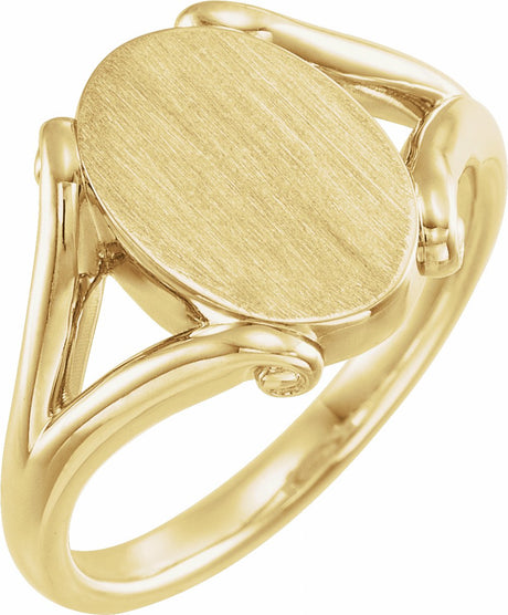 14K Yellow 13.2x8.6 mm Oval Signet Ring