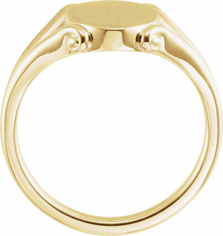 14K Yellow 13.2x8.6 mm Oval Signet Ring