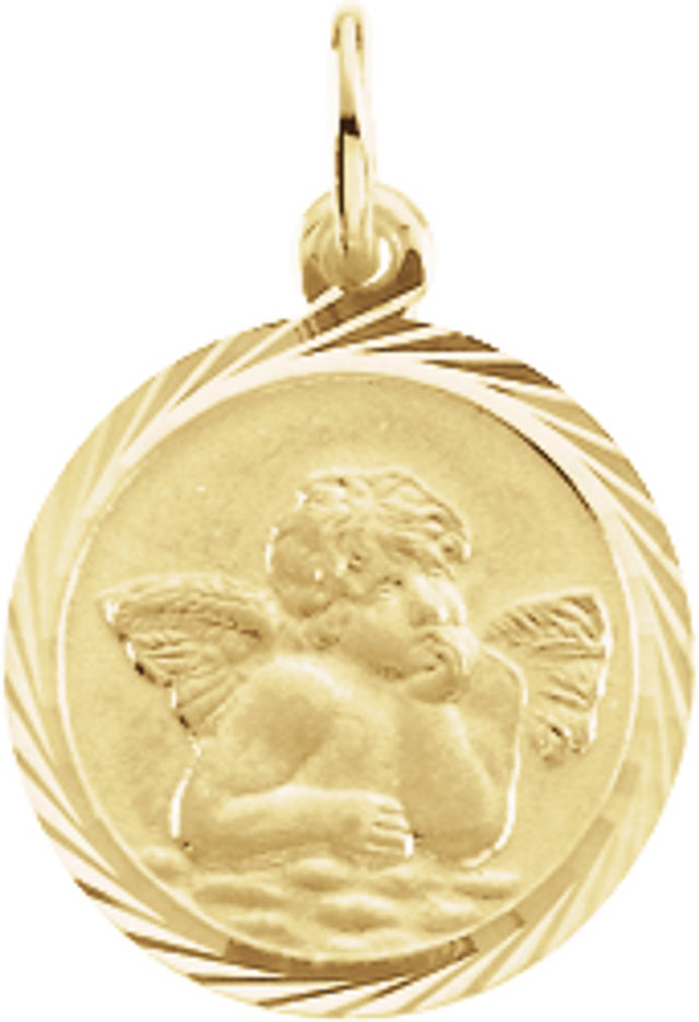 14K Yellow 18 mm Angel Medal 