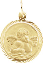 14K Yellow 18 mm Angel Medal 