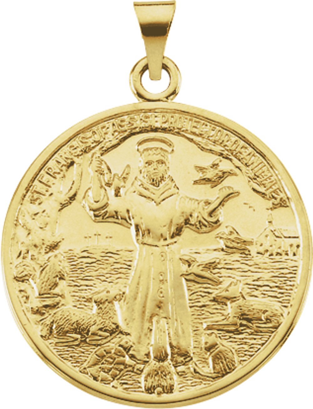 14K Yellow 25 mm St. Francis of Assisi Medal