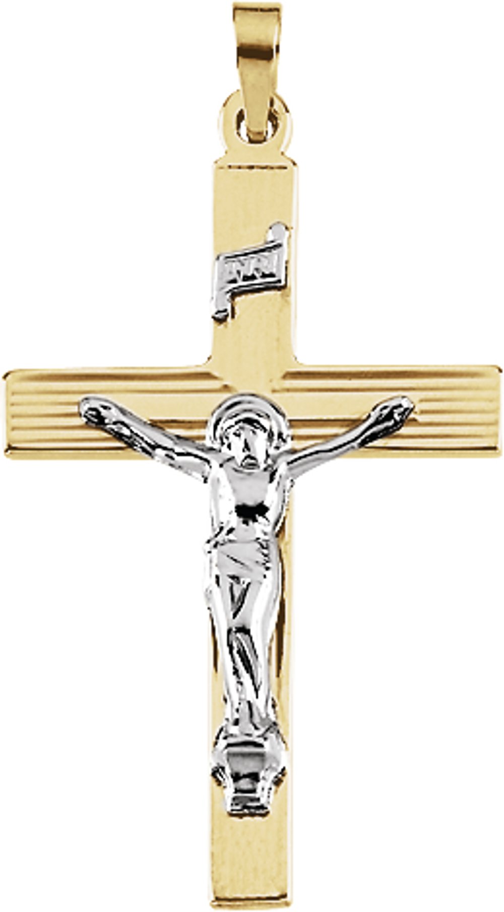 14K Yellow & White 32x21 mm Crucifix Pendant