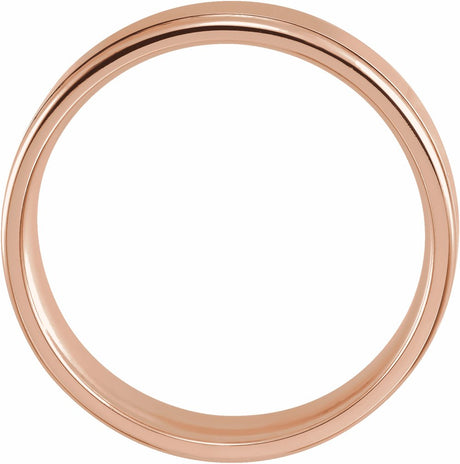 14K Rose 6 mm Grooved Comfort-Fit Flat Band Size 10.5