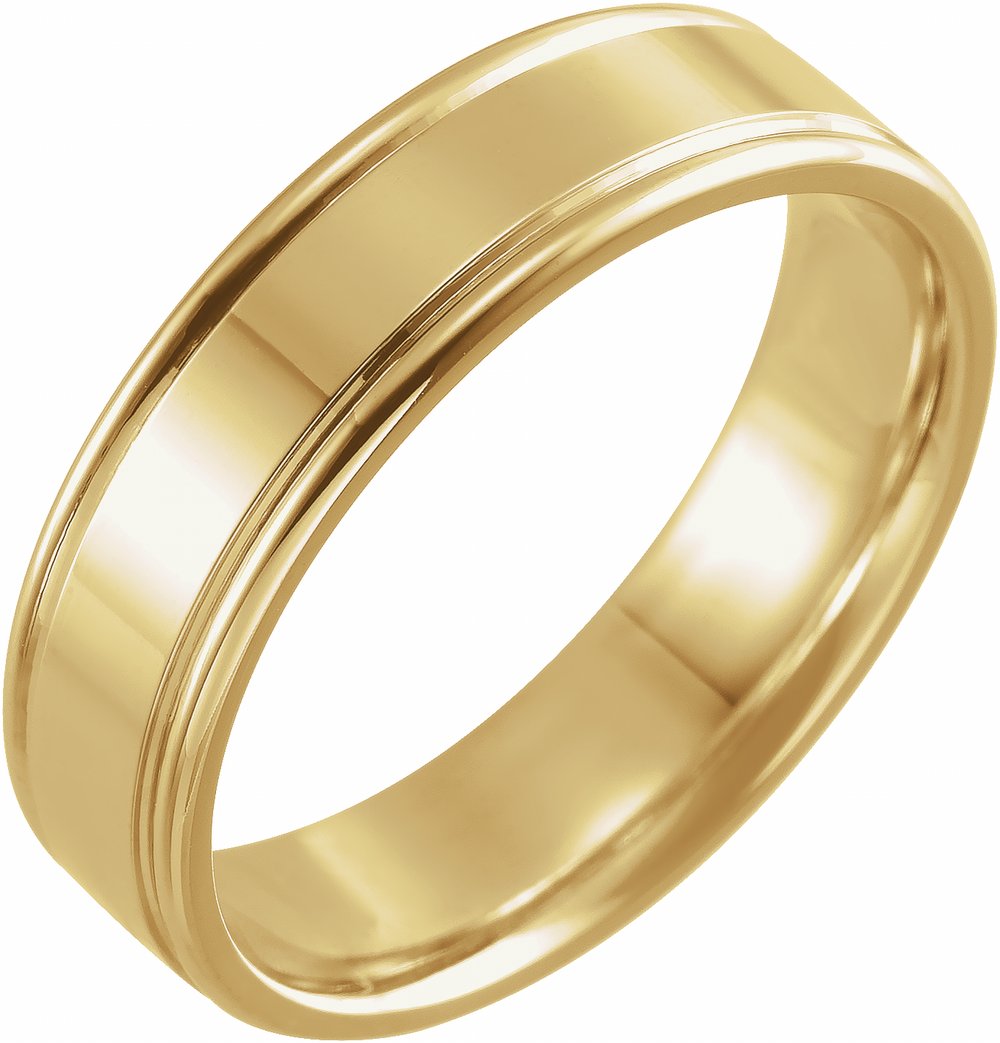 10K Yellow Gold 6 mm Grooved Comfort-Fit Flat Band Size 7