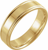 10K Yellow Gold 6 mm Grooved Comfort-Fit Flat Band Size 7