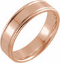 14K Rose 6 mm Grooved Comfort-Fit Flat Band Size 10.5