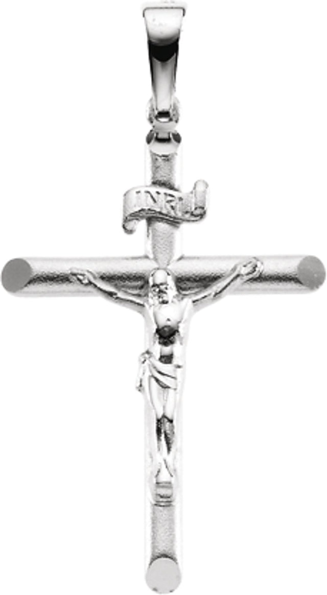 14K White 26.7x19 mm Crucifix Pendant 