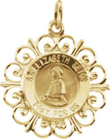 14K Yellow 18 mm Round St. Elizabeth Seton Medal