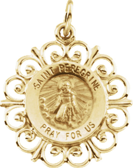 14K Yellow 18 mm St. Peregrine Medal