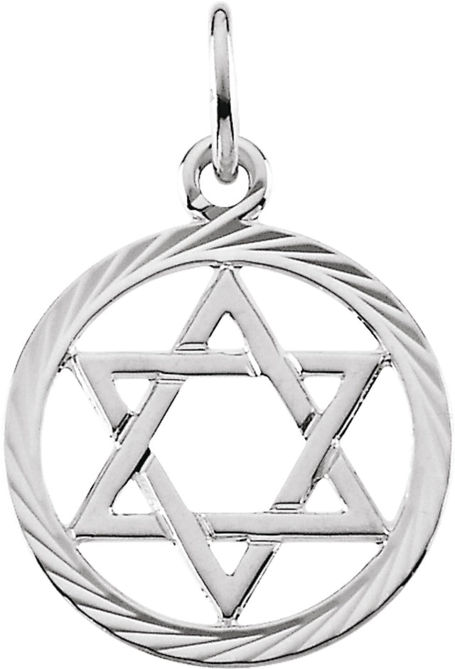 14K White 12 mm Star of David Pendant 