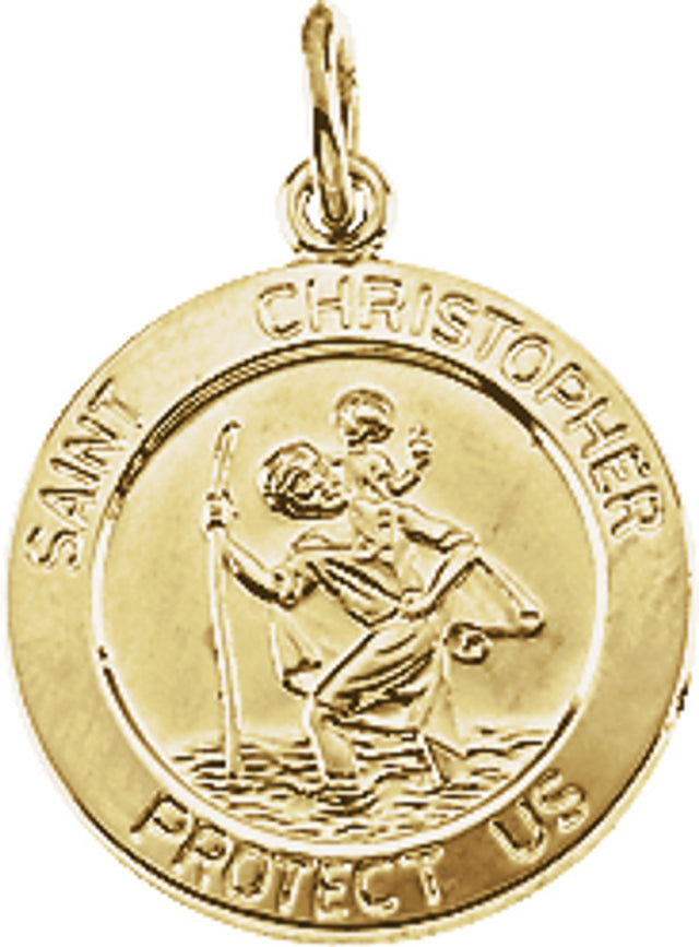 14K Yellow Gold 15 mm St. Christopher Medal