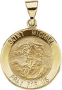 14K Yellow Gold 18x18 mm Round Hollow St. Michael Medal  