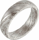 Damascus Steel 6 mm Comfort-Fit Flat Band Size 7