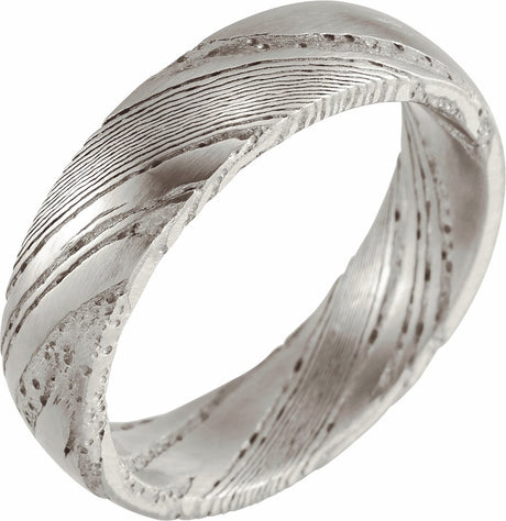 Damascus Steel 6 mm Comfort-Fit Flat Band Size 7