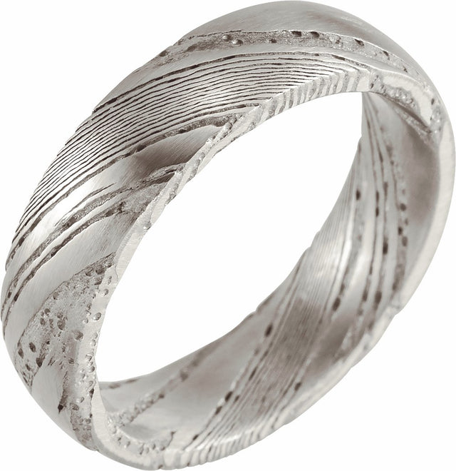 Damascus Steel 6 mm Comfort-Fit Flat Band Size 7