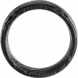 Black Damascus Steel 8 mm Stepped-Edge Comfort-Fit Flat Band Size 7.5