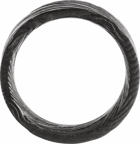 Damascus Steel 8 mm Flat Black  Patterned Band Size 7
