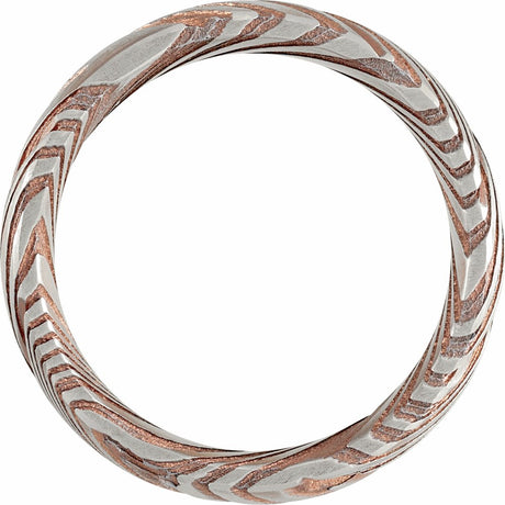 Steel Damascus 8 mm Comfort-Fit Flat Band Size 7