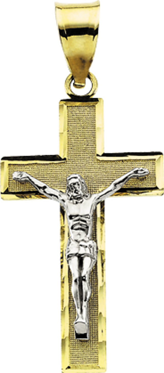 14K Yellow/White 26.5x15.2 mm Crucifix Pendant