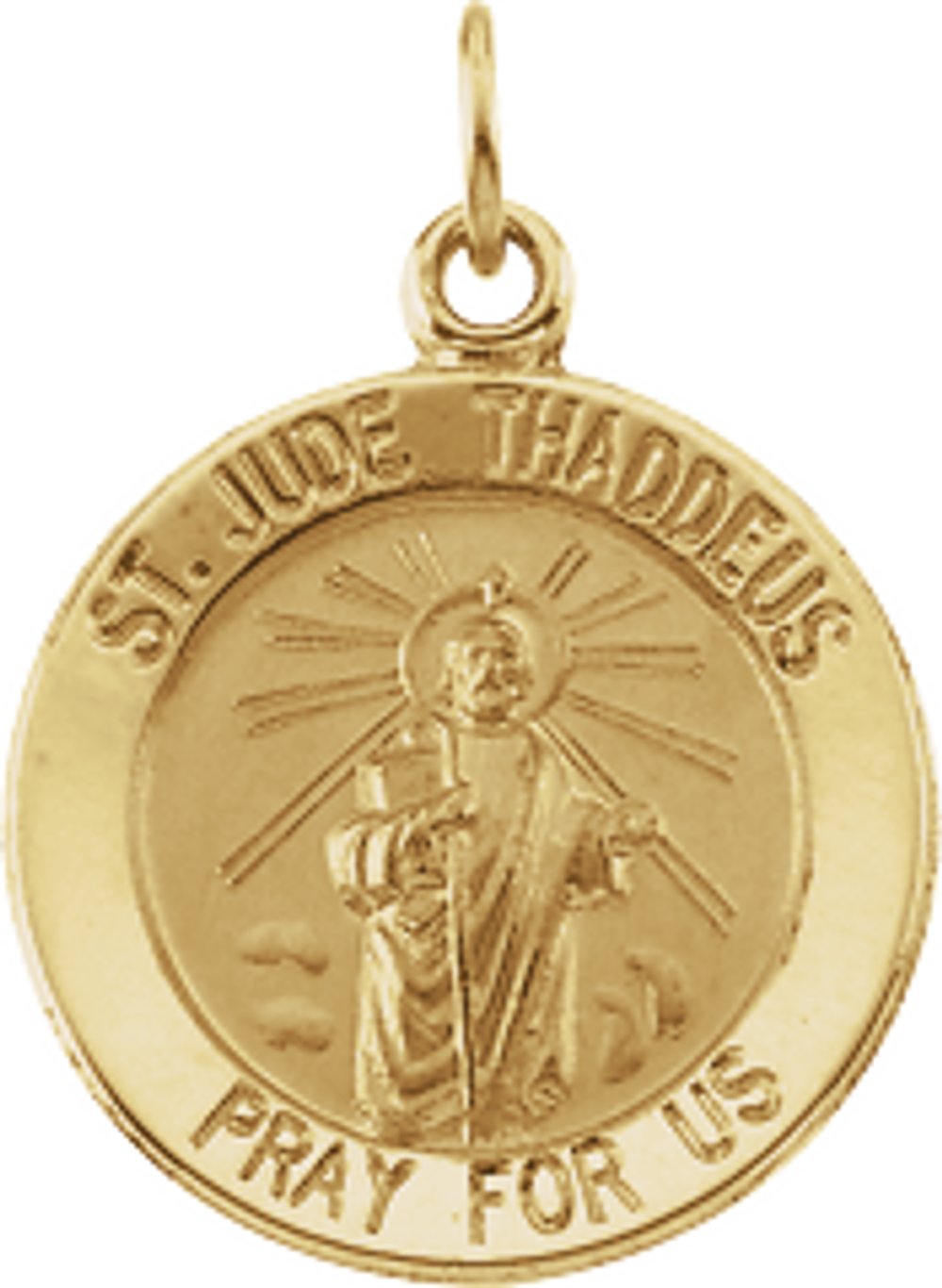 14K Yellow 15 mm Round St. Jude Thaddeus Medal
