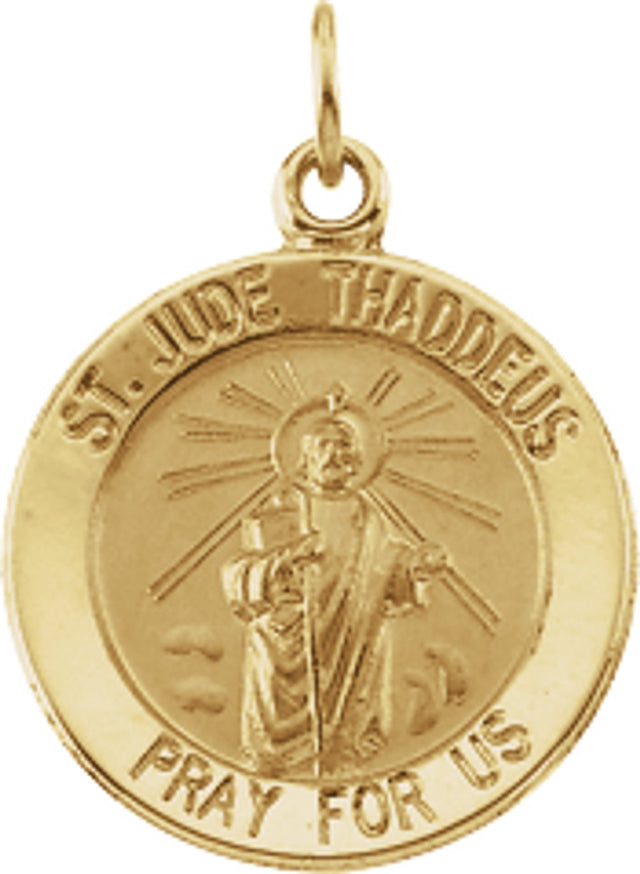 14K Yellow 15 mm Round St. Jude Thaddeus Medal
