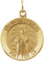 14K Yellow 15 mm Round St. Jude Thaddeus Medal