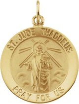 14K Yellow 18 mm Round St. Jude Thaddeus Medal