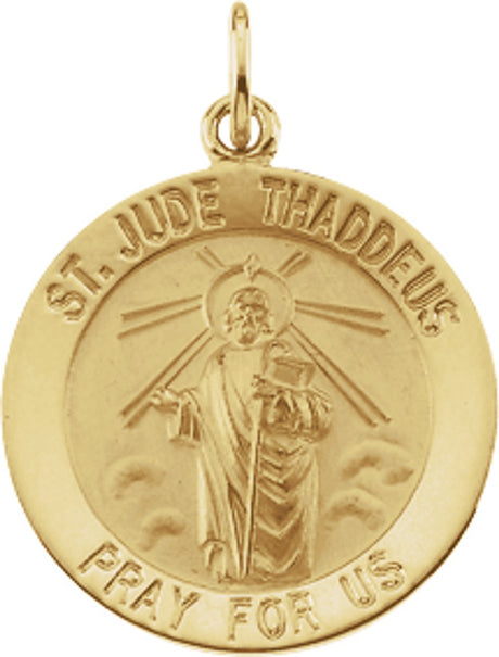 14K Yellow 18 mm Round St. Jude Thaddeus Medal