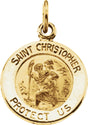 14K Yellow Gold 8 mm St. Christopher Medal