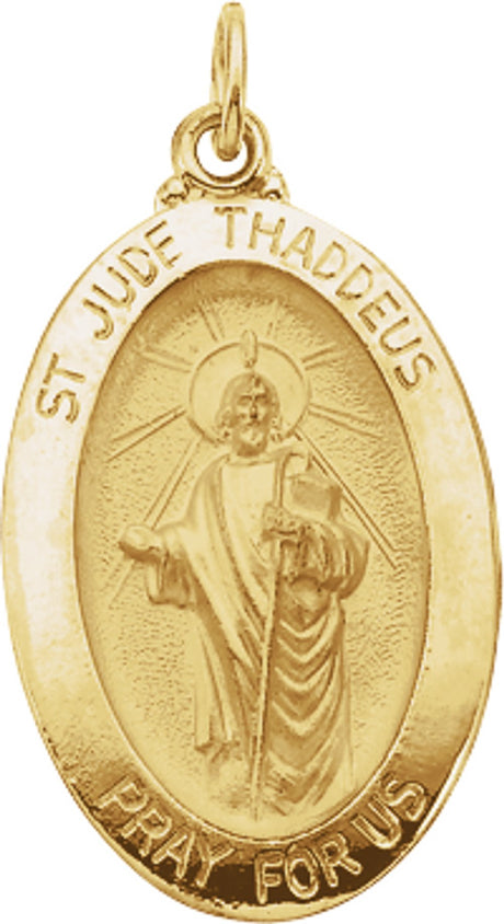 14K Yellow Gold 23.5x16 mm Oval St. Jude Thaddeus Medal