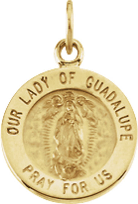 14K Yellow 12 mm Round Our Lady of Guadalupe Medal