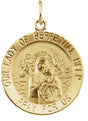 14K Yellow 18 mm Round Our Lady of Perpetual Help Medal