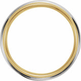 14K Yellow/White/Yellow 5 mm Grooved Band with Milgrain Size 11.5