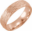 14K Rose 6 mm Tree Bark-Inspired Comfort-Fit Flat Band Size 11