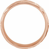 14K Rose 6 mm Tree Bark-Inspired Comfort-Fit Flat Band Size 11