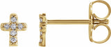 14K Yellow Gold .06 CTW Natural Diamond Youth Cross Earrings