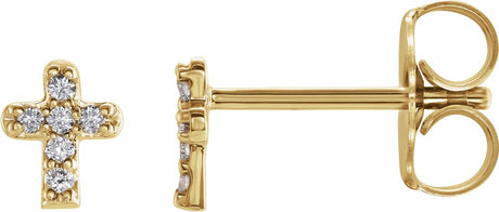 14K Yellow Gold .06 CTW Natural Diamond Youth Cross Earrings