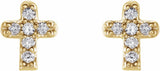 14K Yellow .06 CTW Natural Diamond Youth Cross Earrings