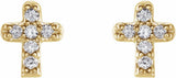 14K Yellow Gold .06 CTW Natural Diamond Youth Cross Earrings